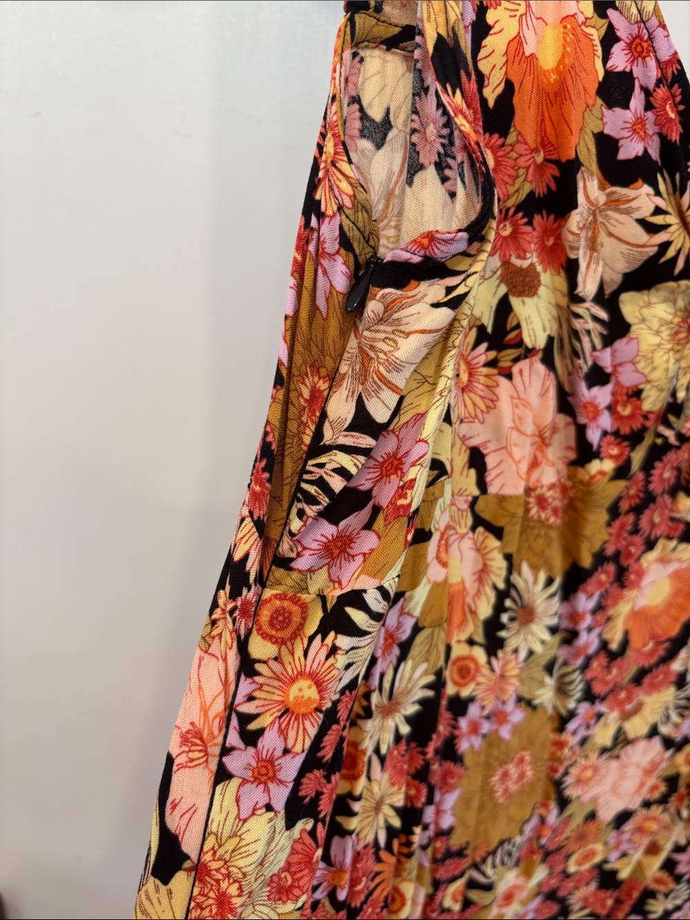 Rip Curl Black Floral Mini Dress with Pink & Orange Blooms - Picture 3 of 5